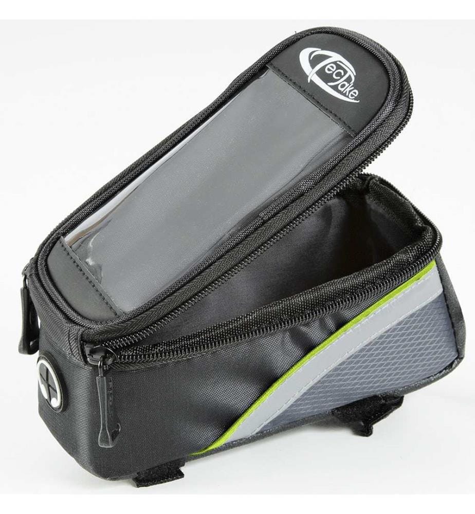 Fahrradtasche mit Rahmen-Befestigung für Smartphones - 18 x 8,5 x 8,5 cm, schwarzgraugrün