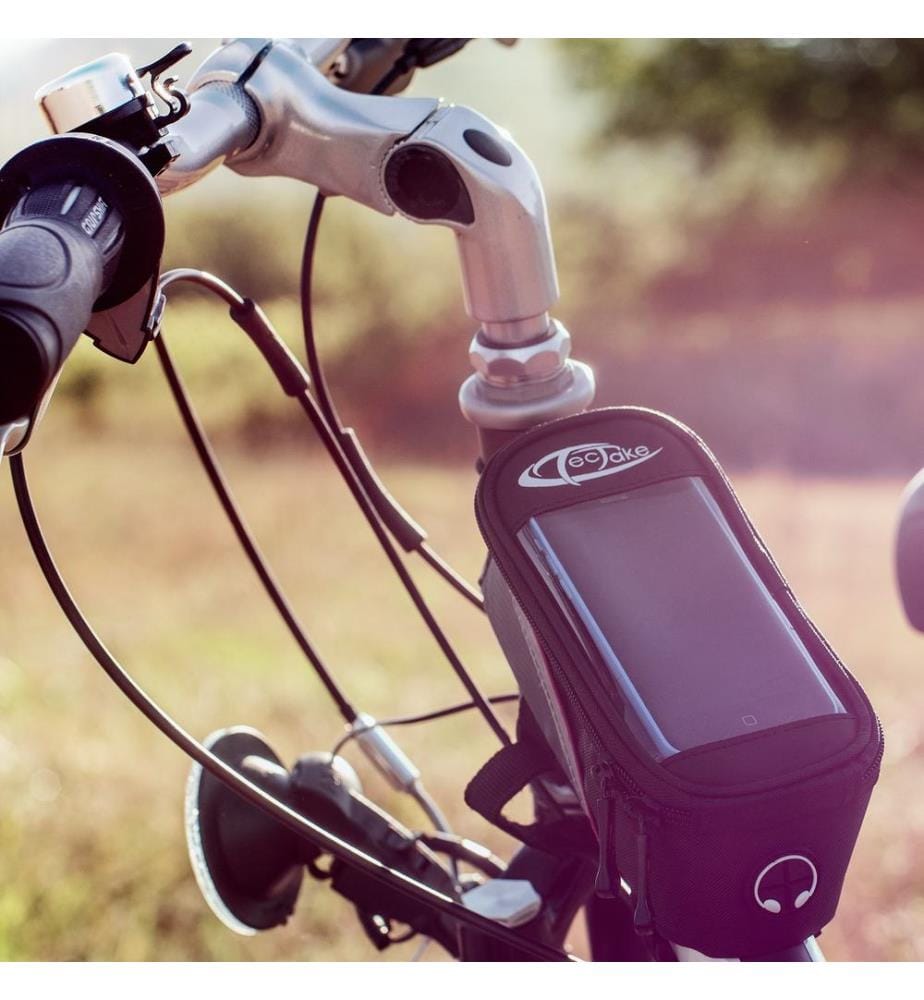 Étui a vélo pour cadre de vélo, Imperméable - 18 x 8,5 x 8,5 cm, bleugrisnoir