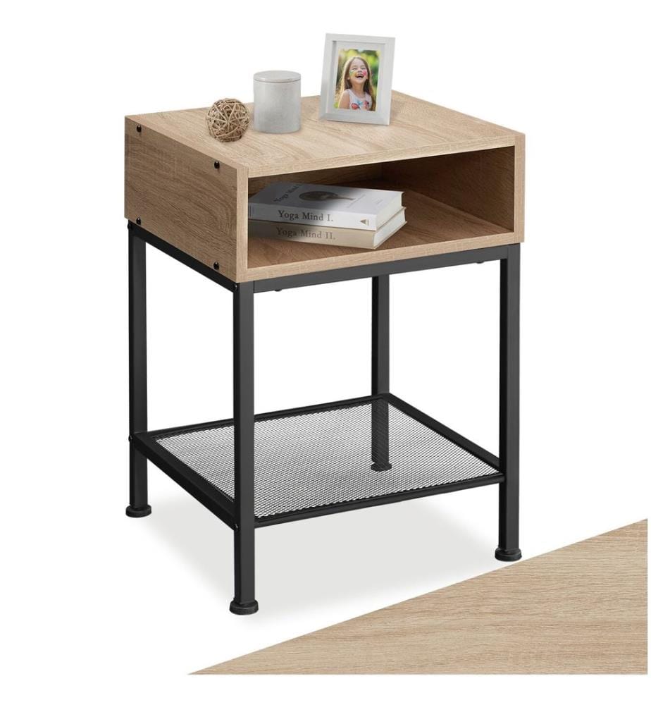 Nachttisch Harlow 40,5x40,5x59 cm - Industrial Holz hell, Eiche Sonoma