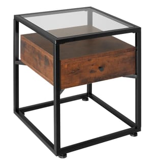 Table de chevet Preston 43x45x54,5 cm - Bois foncé industriel, rustique