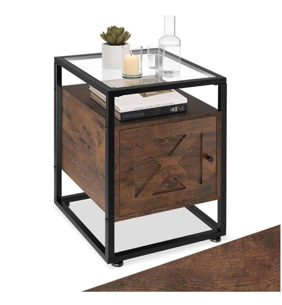Comodino Kidderminster 40x43x60,5 cm - Legno industriale scuro, rustico