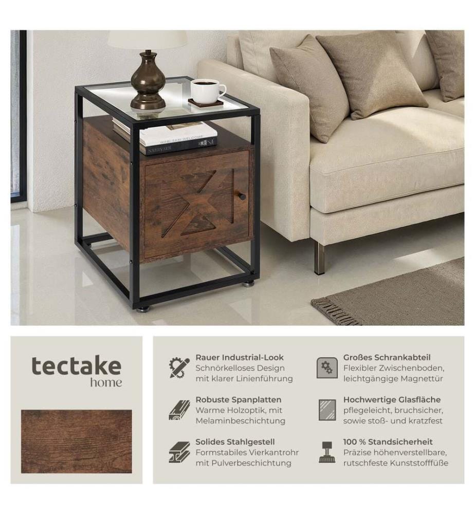 Comodino Kidderminster 40x43x60,5 cm - Legno industriale scuro, rustico