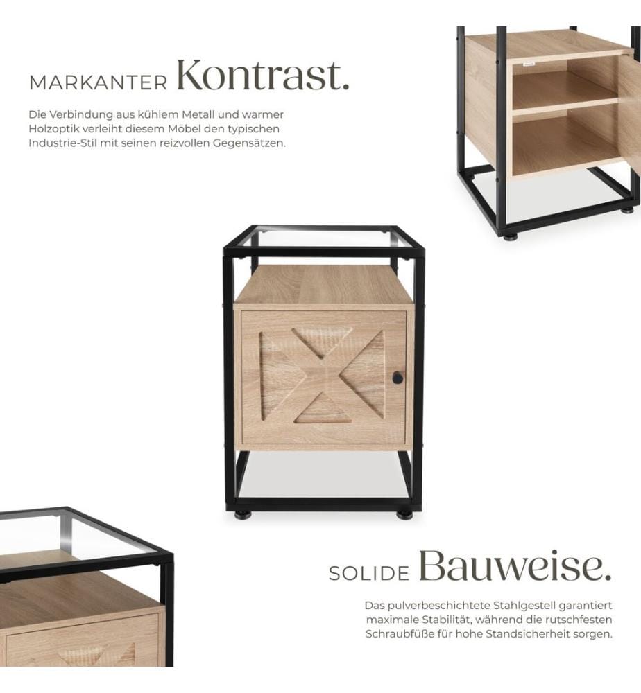 Nachttisch Kidderminster 40x43x60,5 cm - Industrial Holz hell, Eiche Sonoma