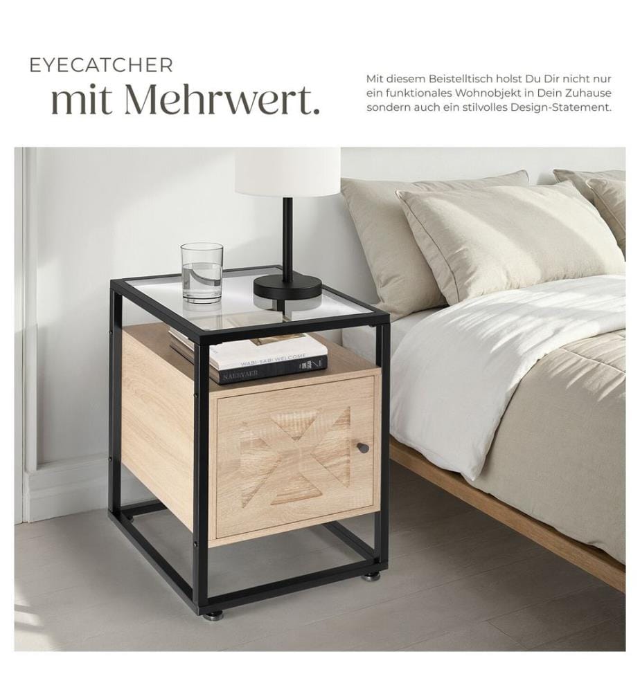 Nachttisch Kidderminster 40x43x60,5 cm - Industrial Holz hell, Eiche Sonoma