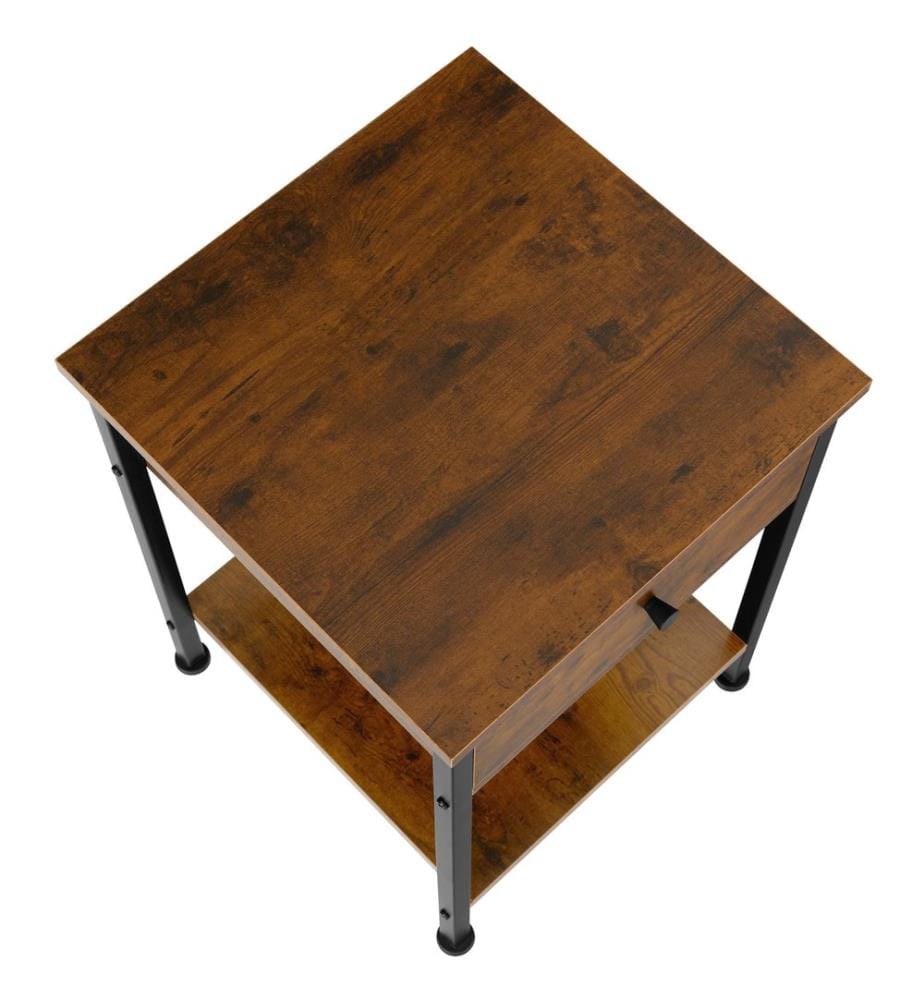 Comodino Bradford 40x40x55,5 cm - Legno industriale scuro, rustico