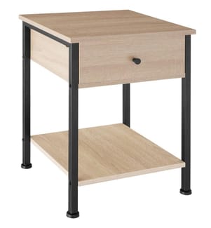 Table de chevet Bradford 40x40x55,5 cm - Bois clair industriel, Chêne Sonoma