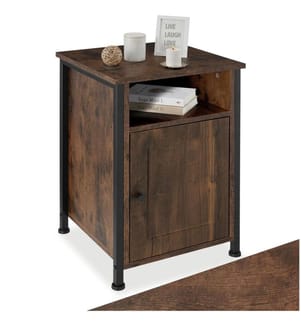Table de chevet Blackburn 40x42x60,5 cm - Bois foncé industriel, rustique