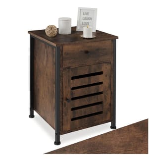 Table de chevet Waterford 40x42x60,5 cm - Bois foncé industriel, rustique