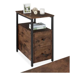Table de chevet Tullamore 49,5x30x61,5 cm - Bois foncé industriel, rustique