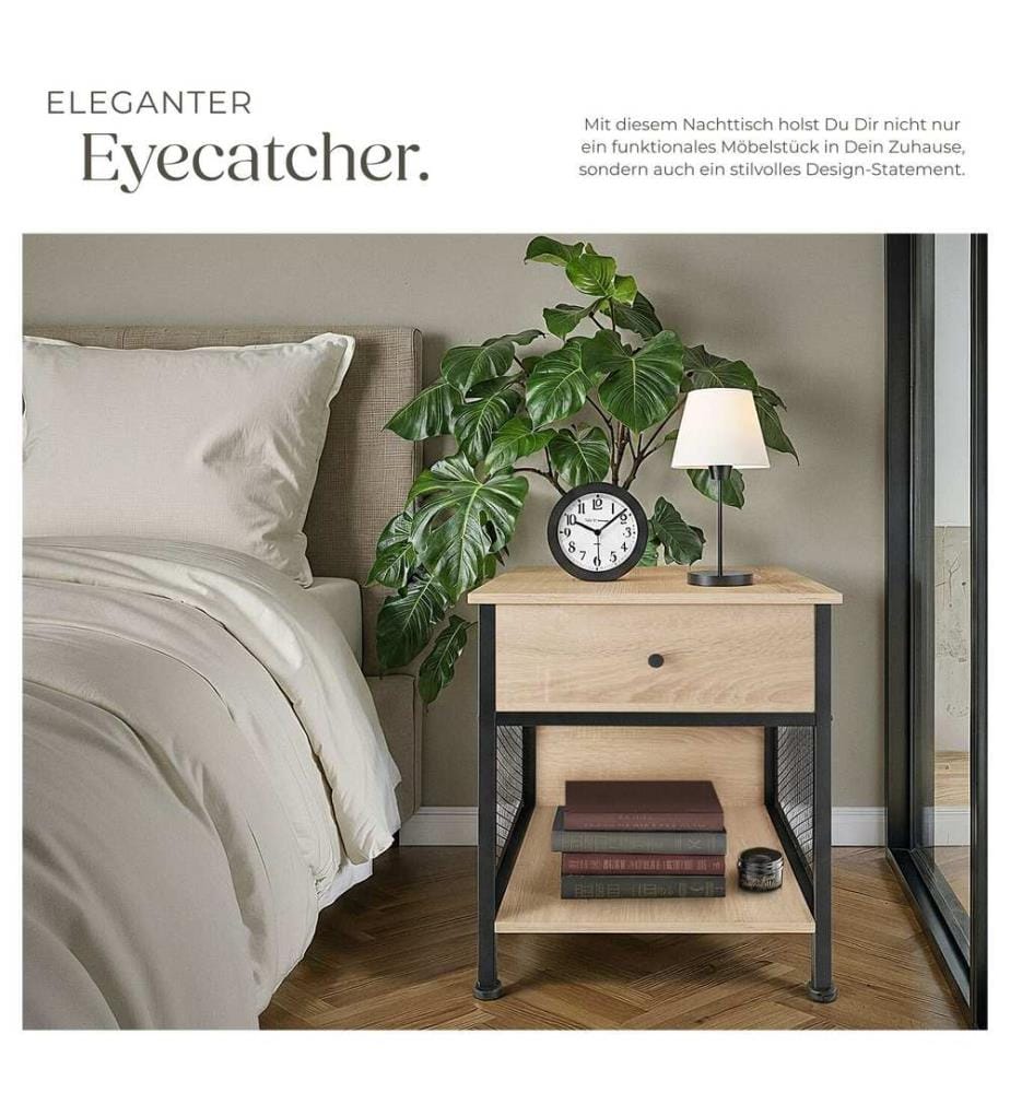 Nachttisch Killarney 45x46x55,5 cm - Industrial Holz hell, Eiche Sonoma