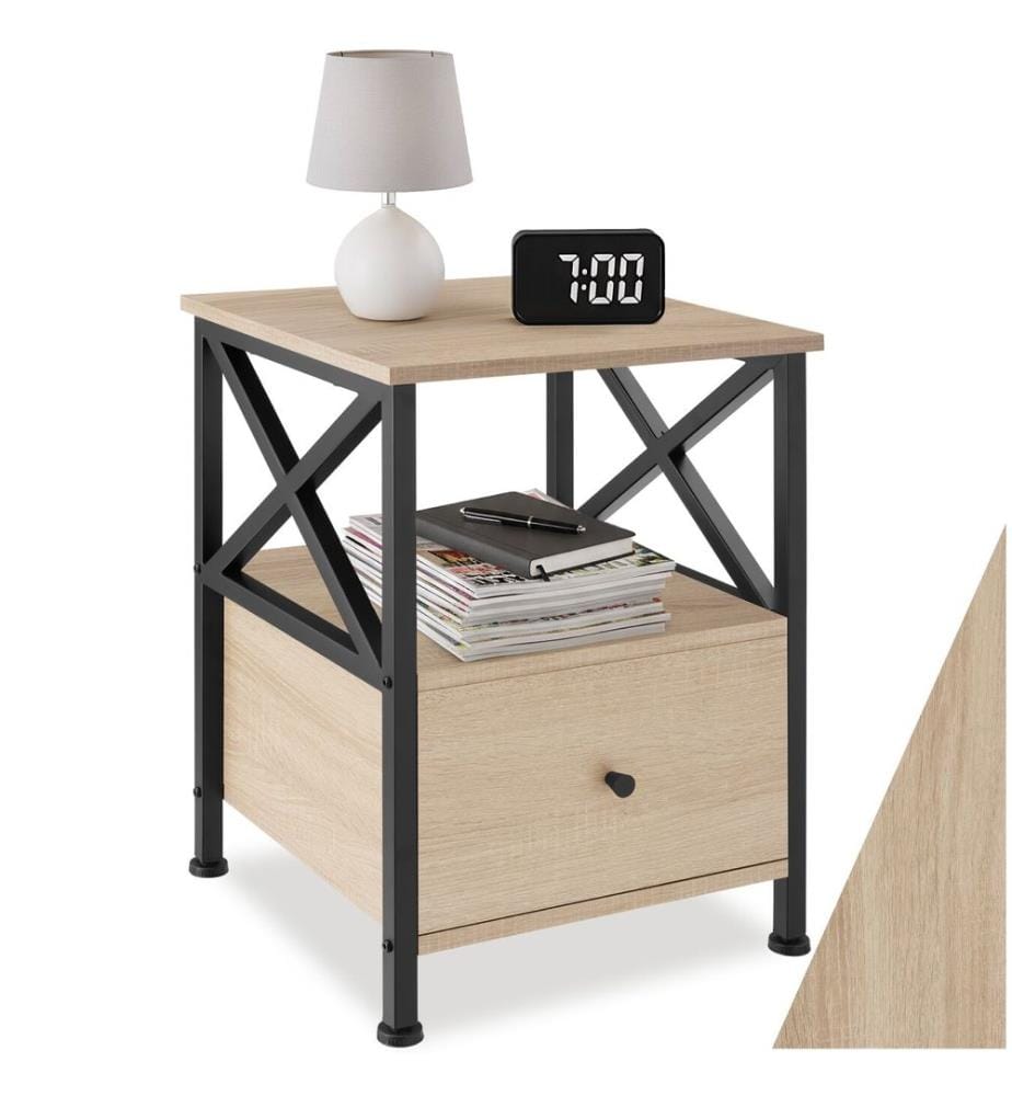 Nachttisch Falkirk 40x41,5x55,5 cm - Industrial Holz hell, Eiche Sonoma