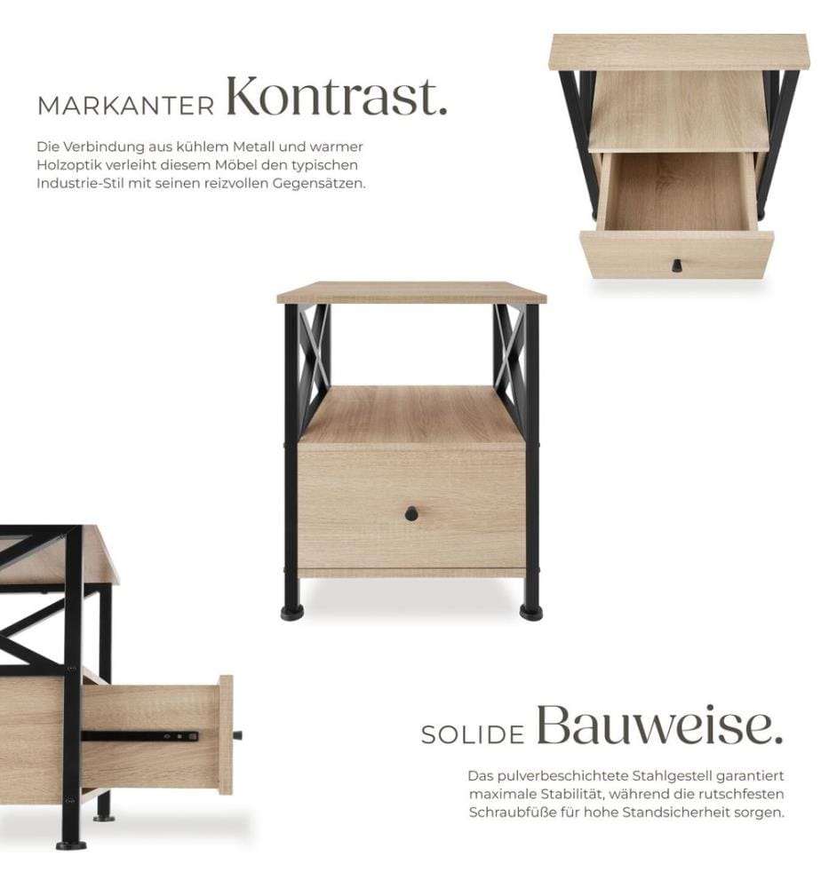 Nachttisch Falkirk 40x41,5x55,5 cm - Industrial Holz hell, Eiche Sonoma