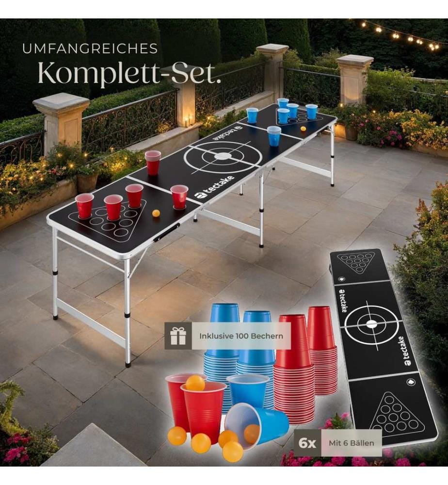 Table de Bière Pong Brew Battle réglable en hauteur et pliable - noir