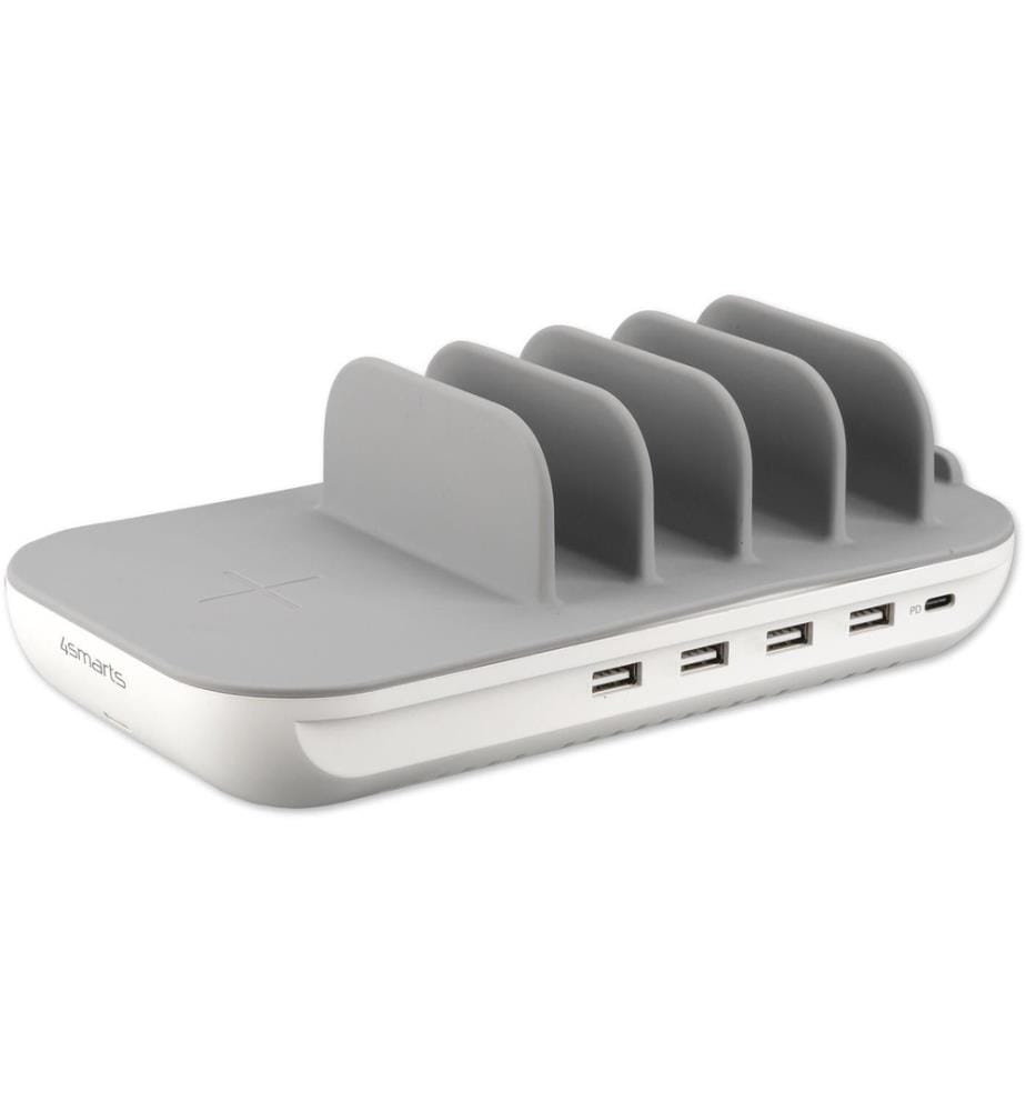 4SMARTS - Ladestation Family Evo 63W mit Qi-Ladefläche, Grau
