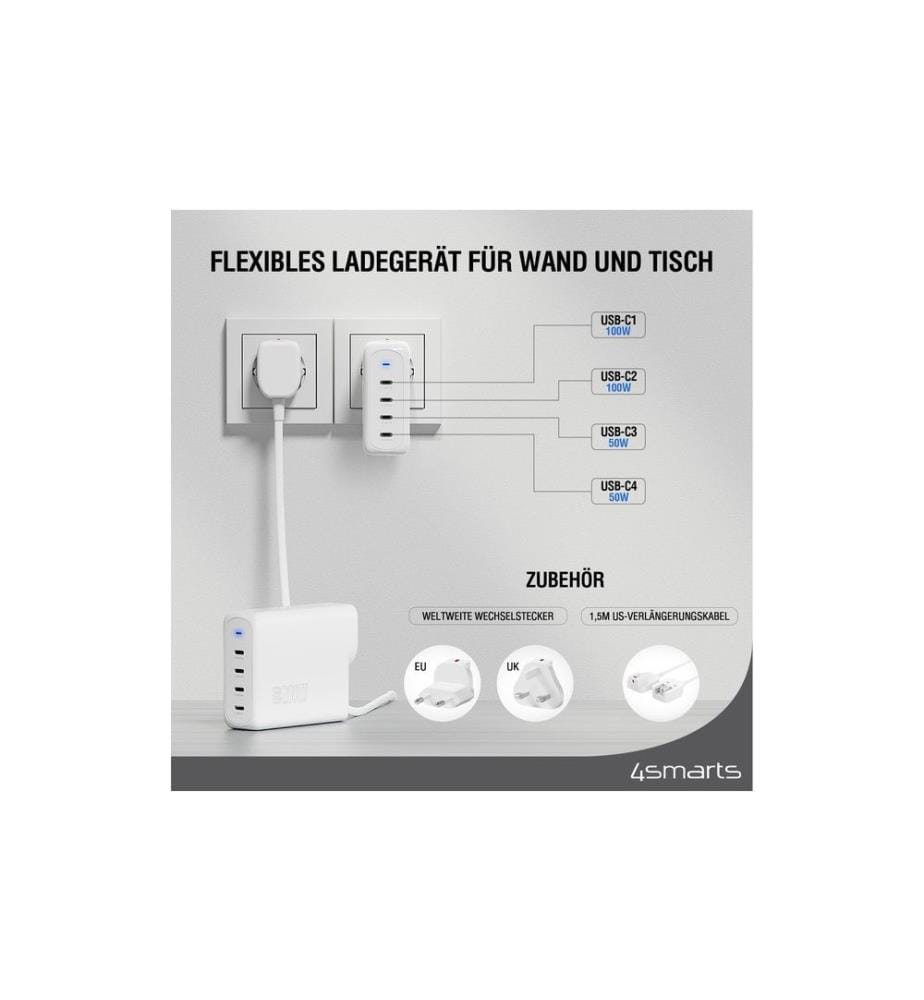 4SMARTS - USB-Wandladegerät Flex Pro Weiss