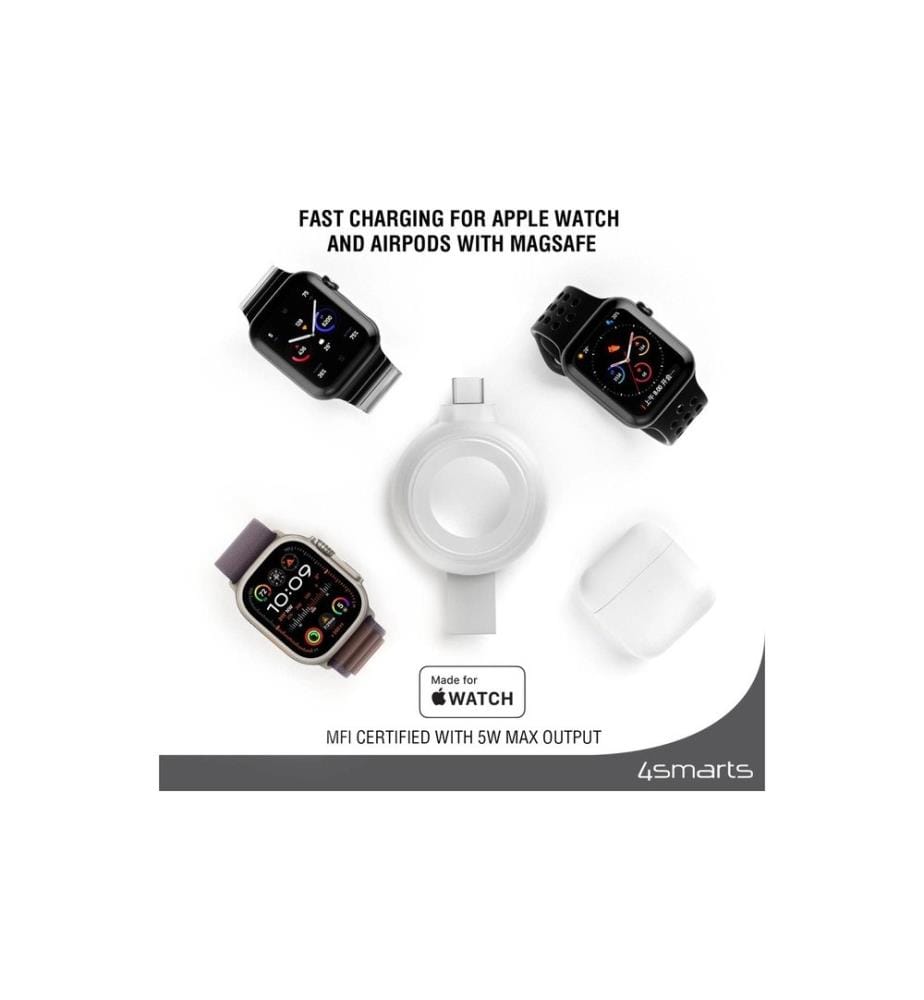 4SMARTS - Ladekabel Apple Watch Charger QI2.0 Silber
