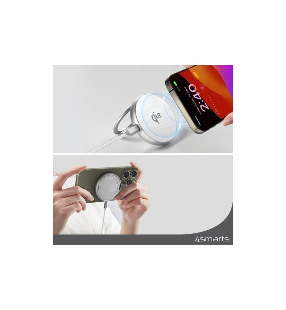 4SMARTS - Wireless Charger Kickstand Qi2 Silber / Weiss