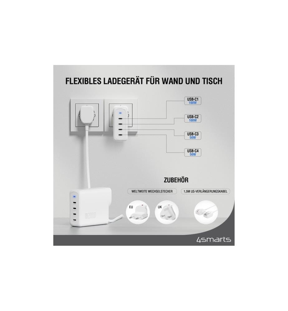4SMARTS - Chargeur mural USB GaN Flex Pro 200 W