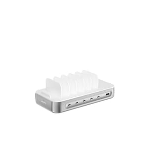4SMARTS - Ladestation Team 100W 5C/1A inkl. 6 Kabel Silber