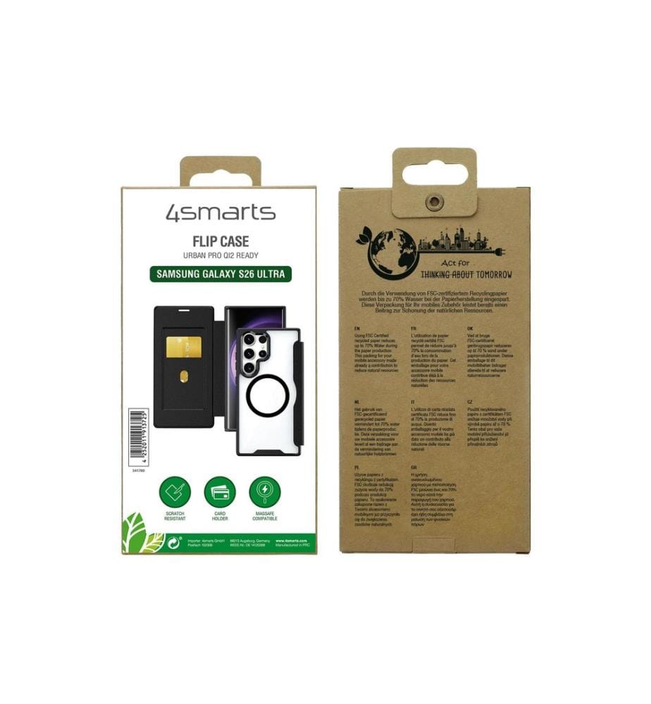 4SMARTS - Coque arrière Urban Pro Flipcase Galaxy S26 Ultra Qi2 ready