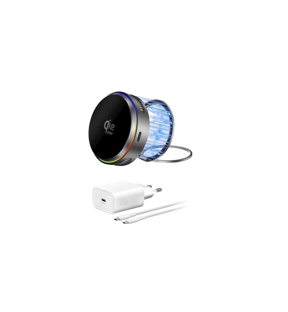 4SMARTS - Kit chargeur Qi2 25W / MagSafe avec refroidissement RVB, gris spatial