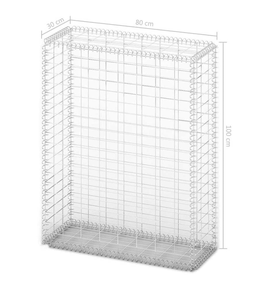Steinkorb Gabione mit Deckeln Verzinkter Draht 100×80×30 cm