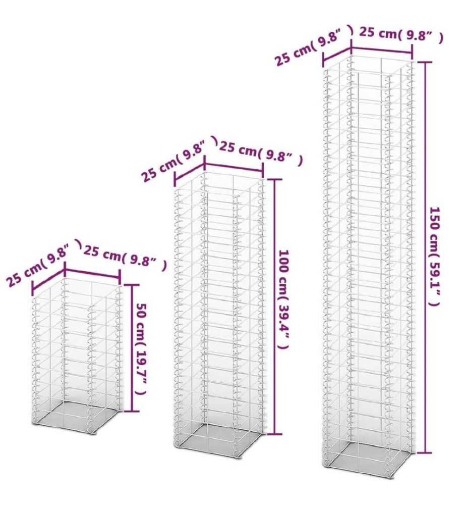Gabionen-Set 3-tlg. Verzinkter Draht