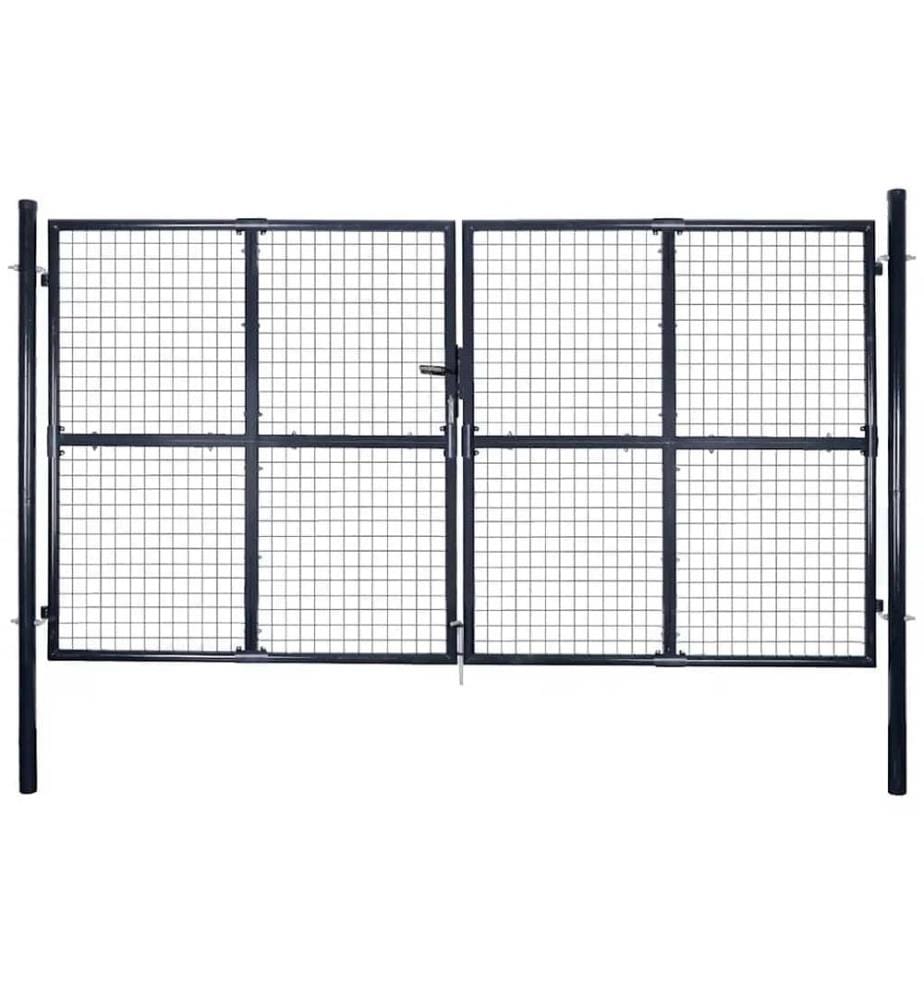 Mesh-Gartentor Verzinkter Stahl 289 x 175 cm Grau
