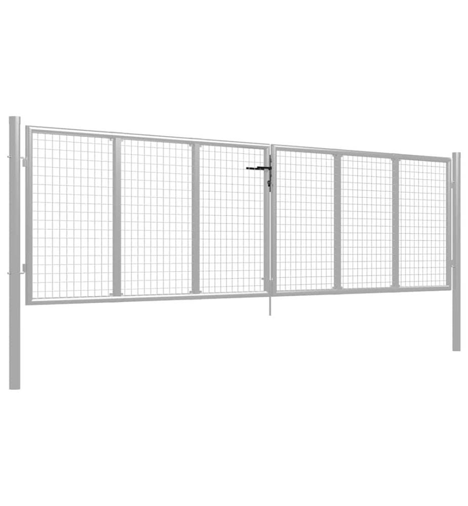 Gartentor verzinkter Stahl 400 x 100 cm Silber