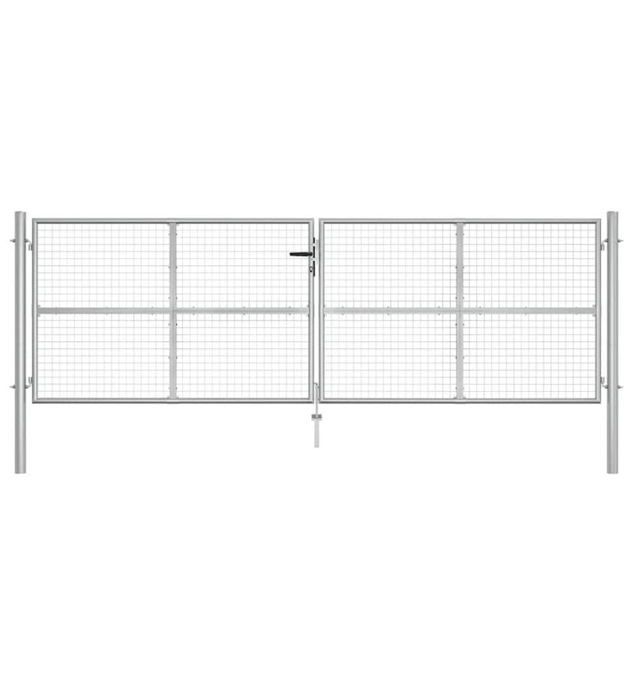 Gartentor verzinkter Stahl 400 x 125 cm Silber
