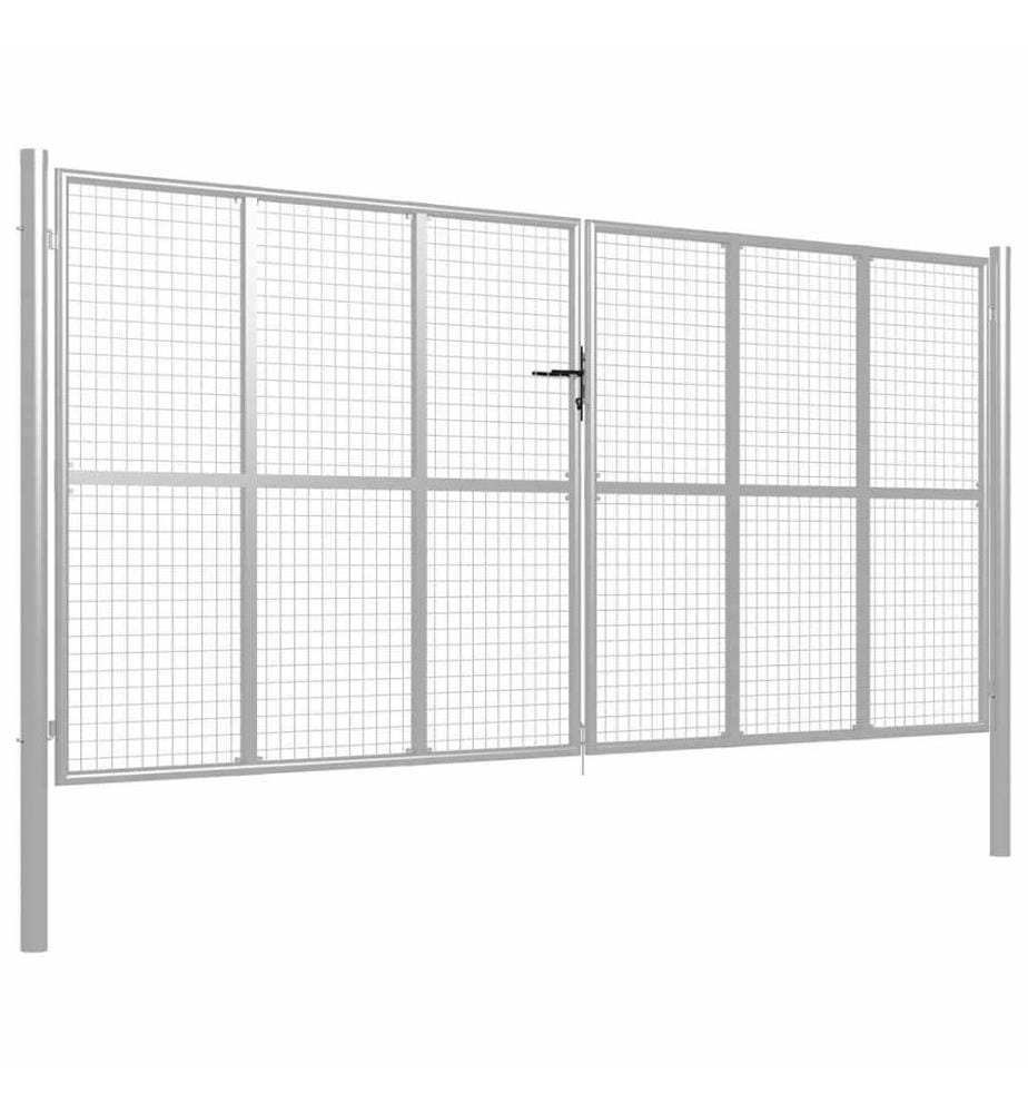 Gartentor verzinkter Stahl 400 x 200 cm Silber