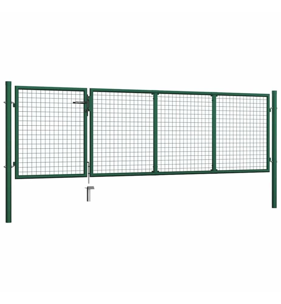 Gartentor aus Stahl 350 x 100 cm Grün