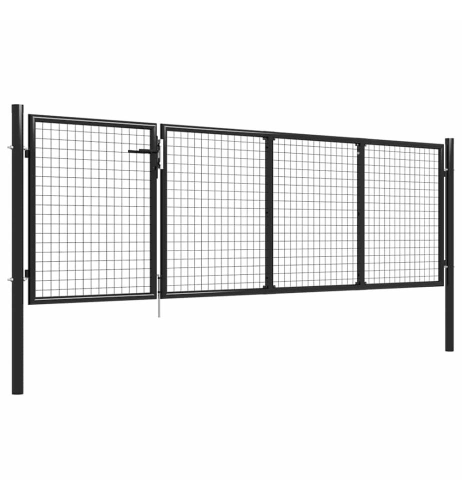 Gartentor aus Stahl 350 x 100 cm Anthrazit