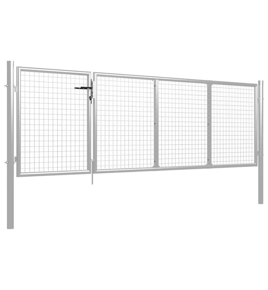 Gartentor Stahl 350 x 100 cm Silbern