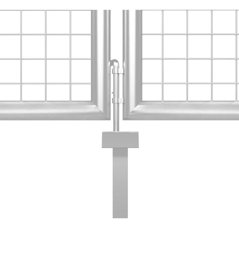 Gartentor Stahl 350 x 100 cm Silbern