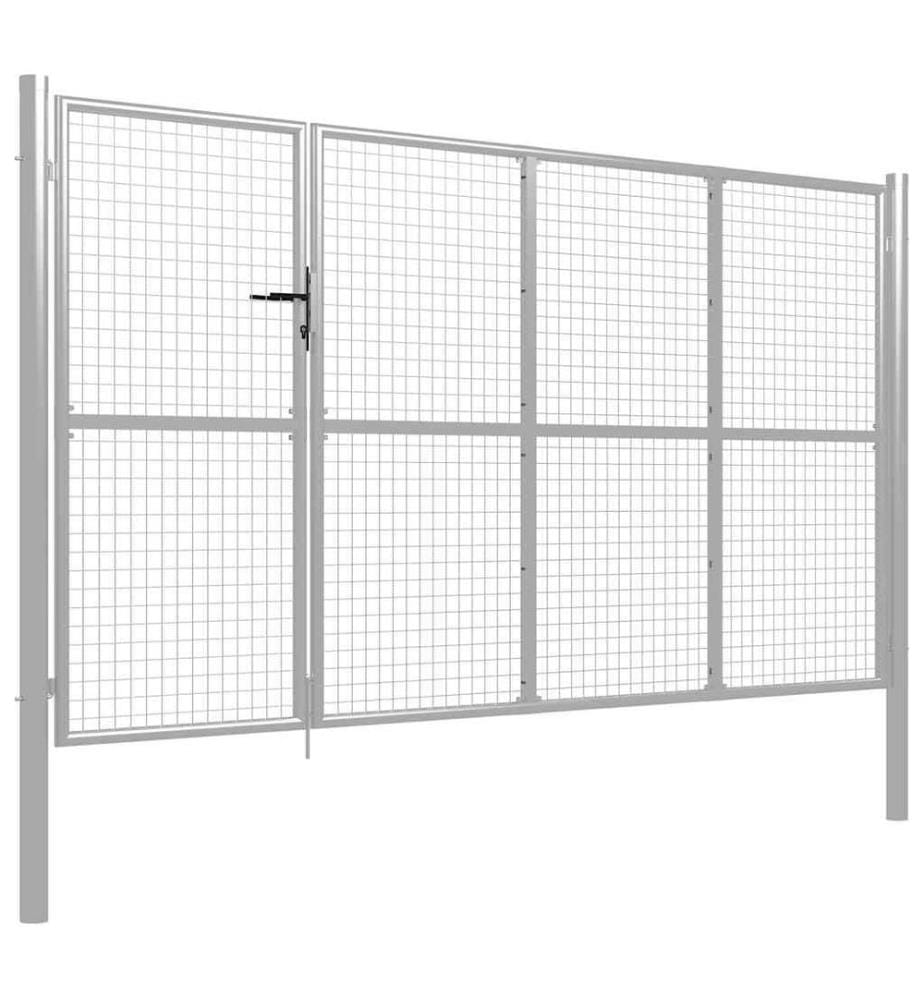Gartentor Stahl 350 x 150 cm Silbern