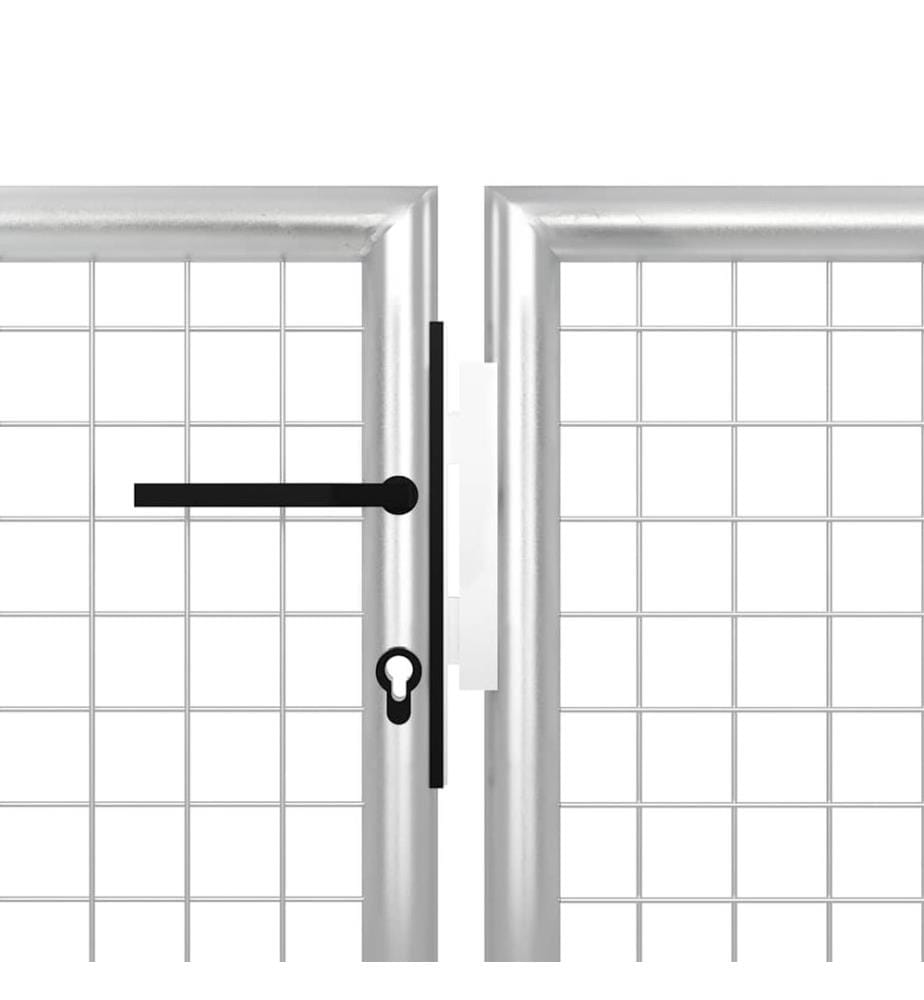 Gartentor Stahl 350 x 150 cm Silbern