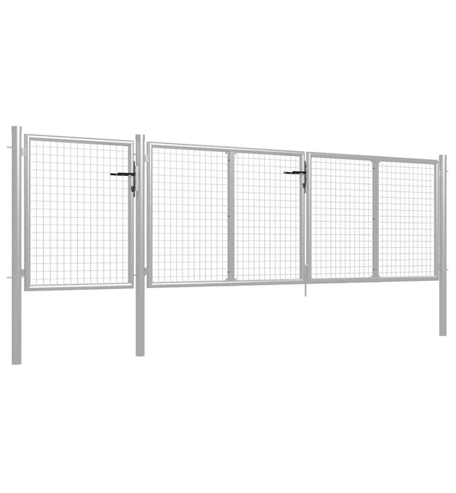 Gartentor aus Stahl 400 x 75 cm Silber