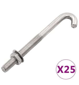 J-Ankerschraube mit Mutter Unterlegscheibe 25 Sets M8 x 120 mm