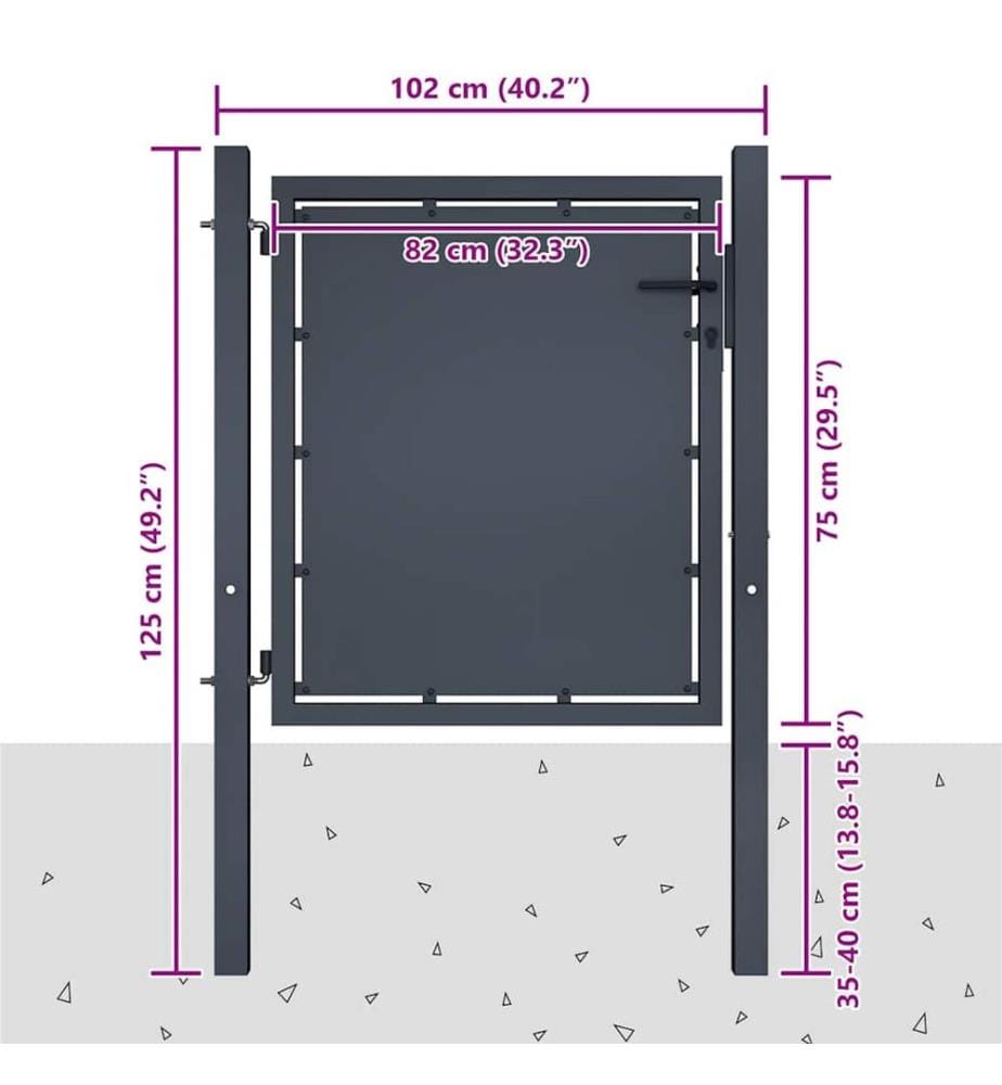 Gartentor Stahl 100 x 75 cm Anthrazit