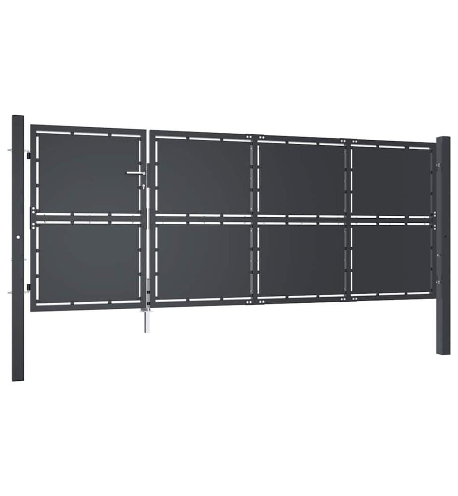 Gartentor aus Stahl 350 x 125 cm Anthrazit
