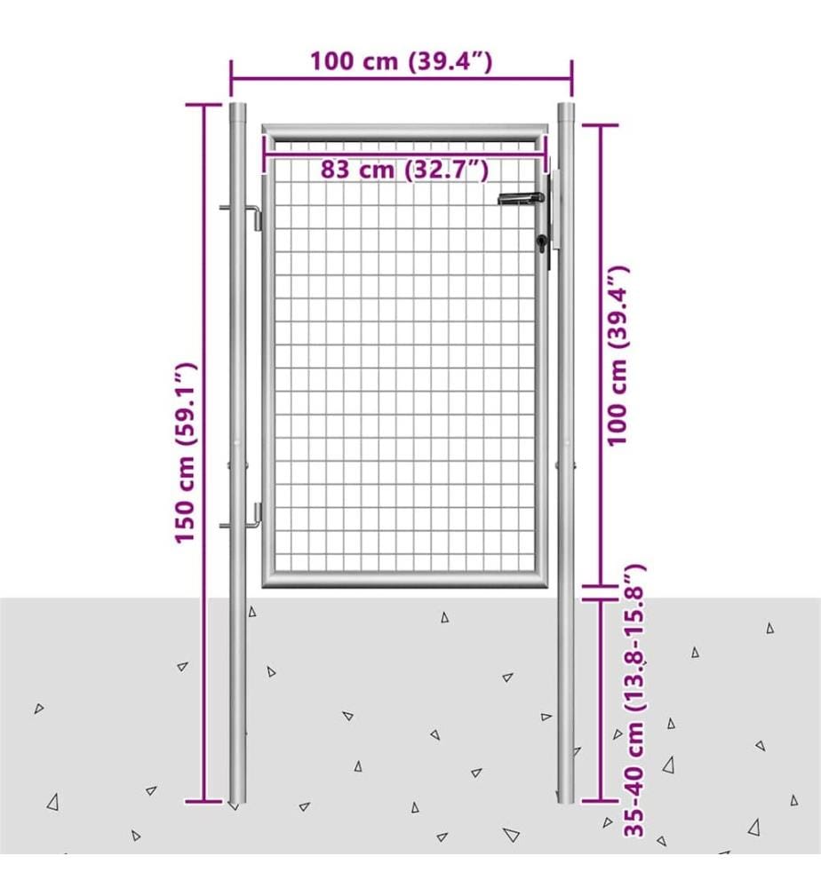 Gartentor Verzinkter Stahl 105x150 cm Silbern