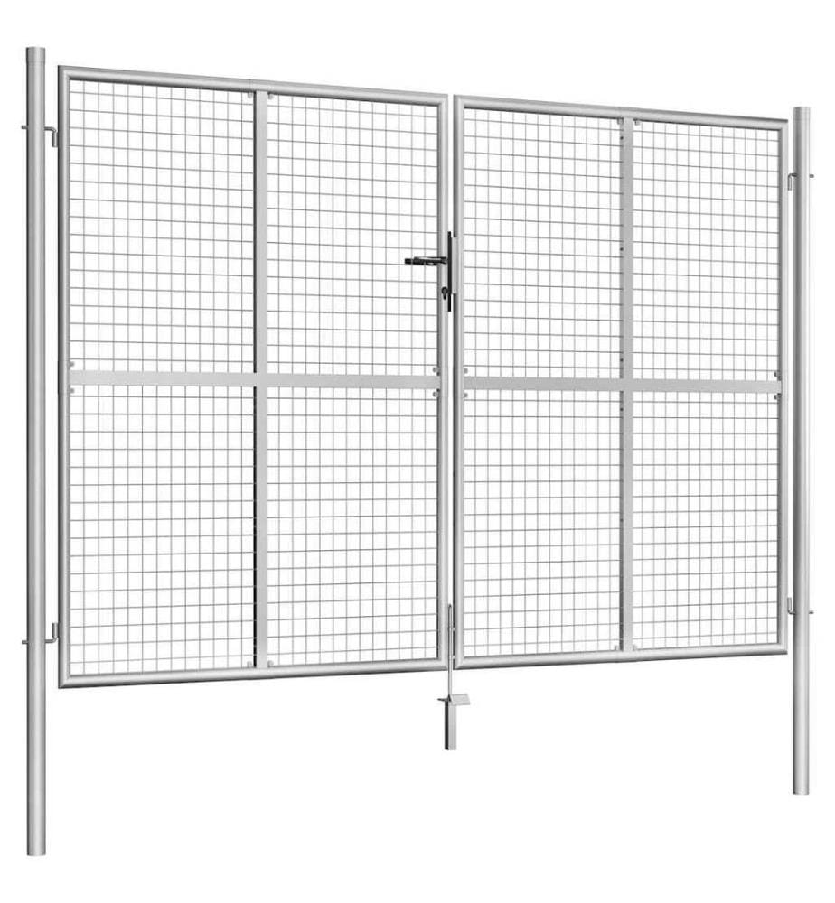 Gartentor Verzinkter Stahl 306 x 225 cm Silbern