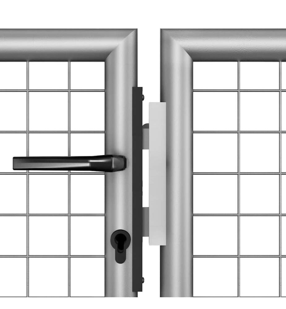 Gartentor Verzinkter Stahl 306 x 225 cm Silbern