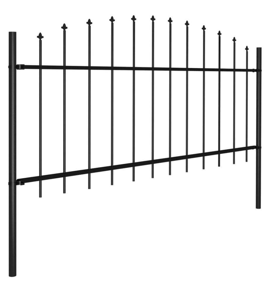 Gartenzaun mit Speerspitzen Stahl (0,5 - 0,75) x 1,7 m Schwarz