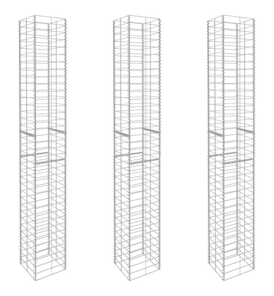 Paniers de gabion 3 pcs Acier galvanisé 25 x 25 x 197 cm