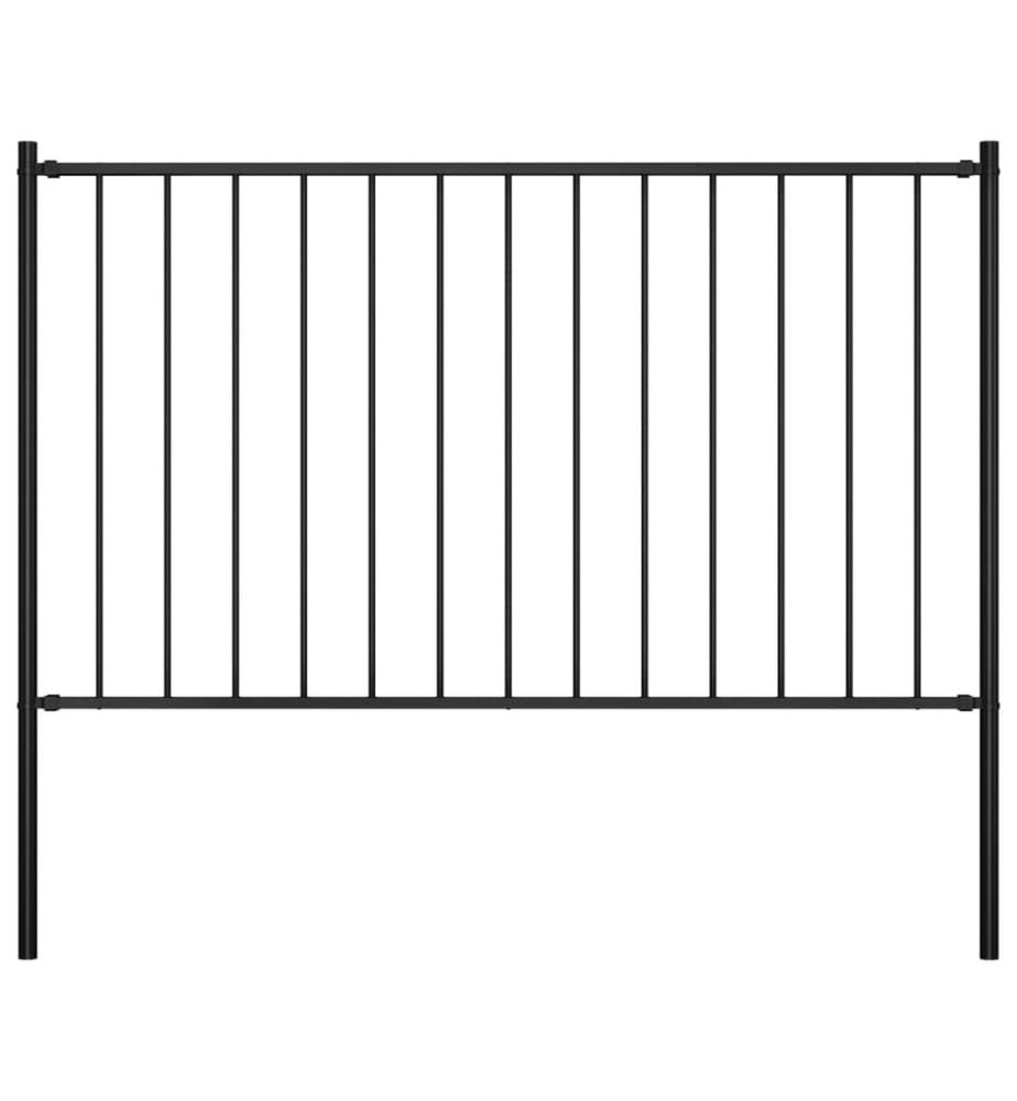 Zaunfeld mit Pfosten Pulverbeschichteter Stahl 1,7 x 1 m