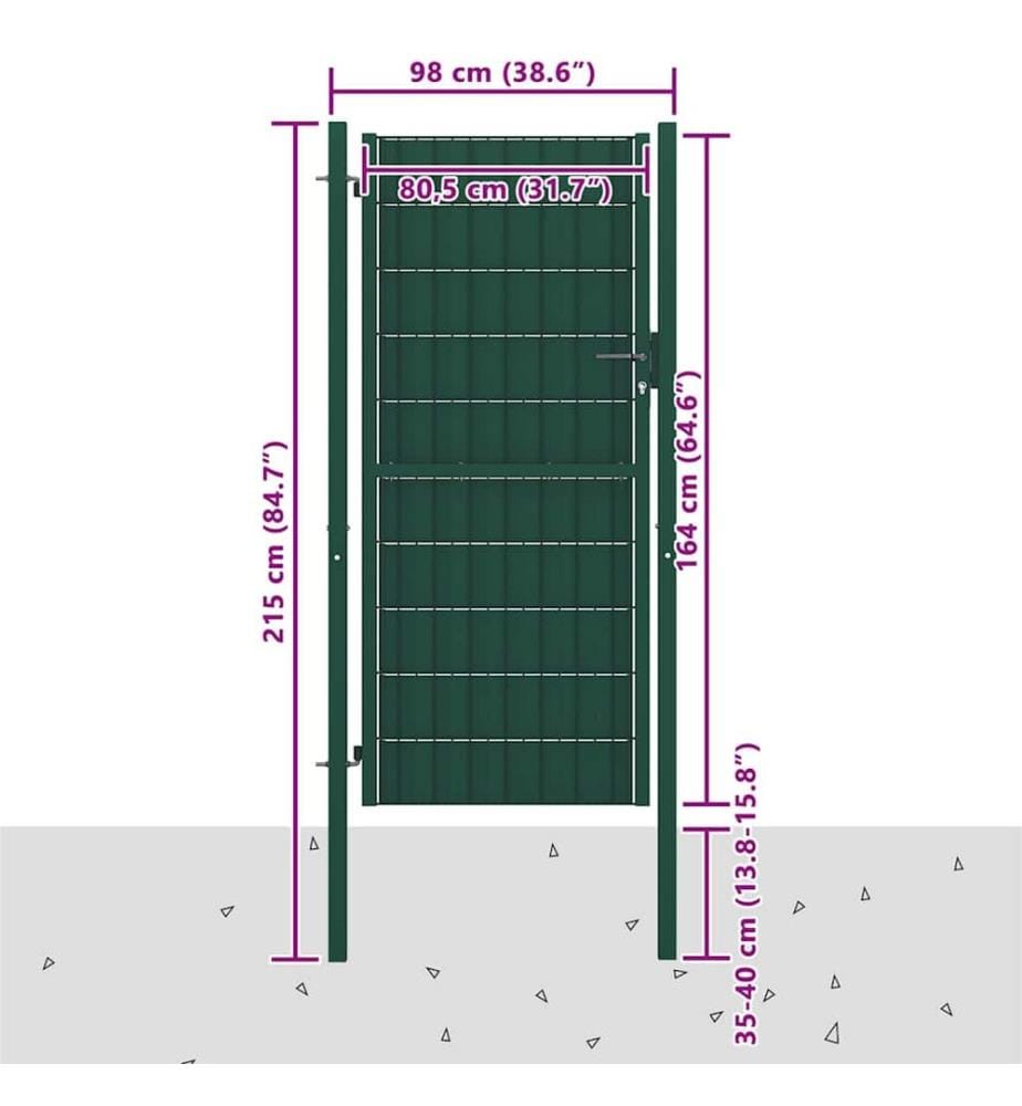 Gartentor aus PVC und Stahl 100 x 164 cm Grün