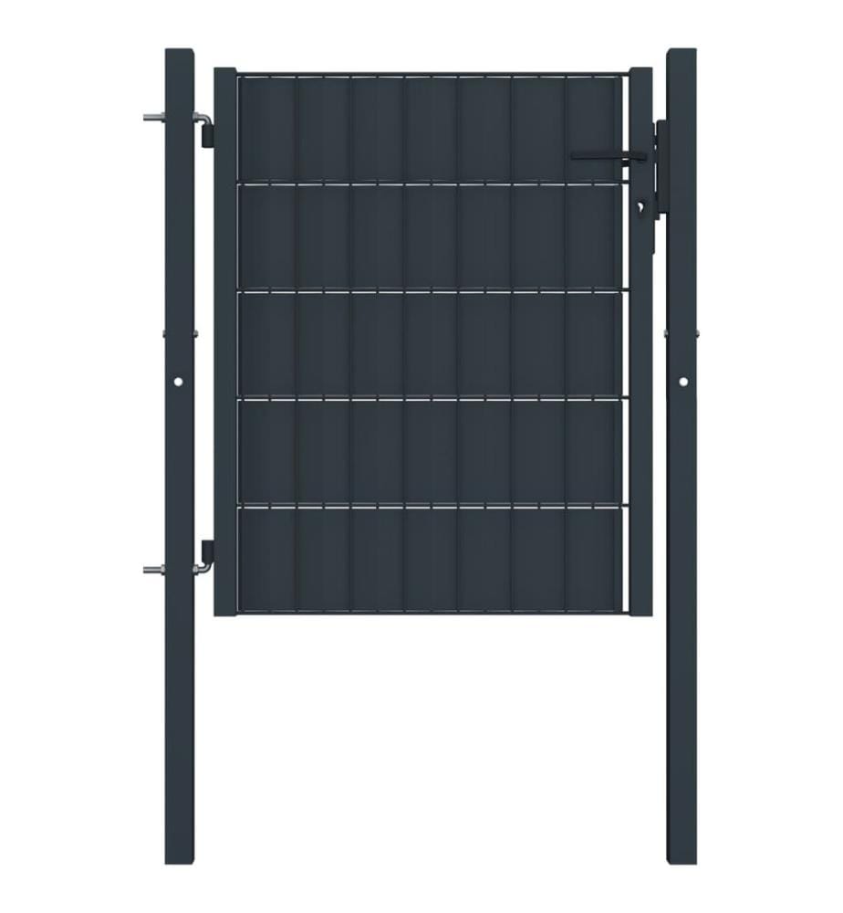 Zauntor PVC und Stahl 100x101 cm Anthrazit