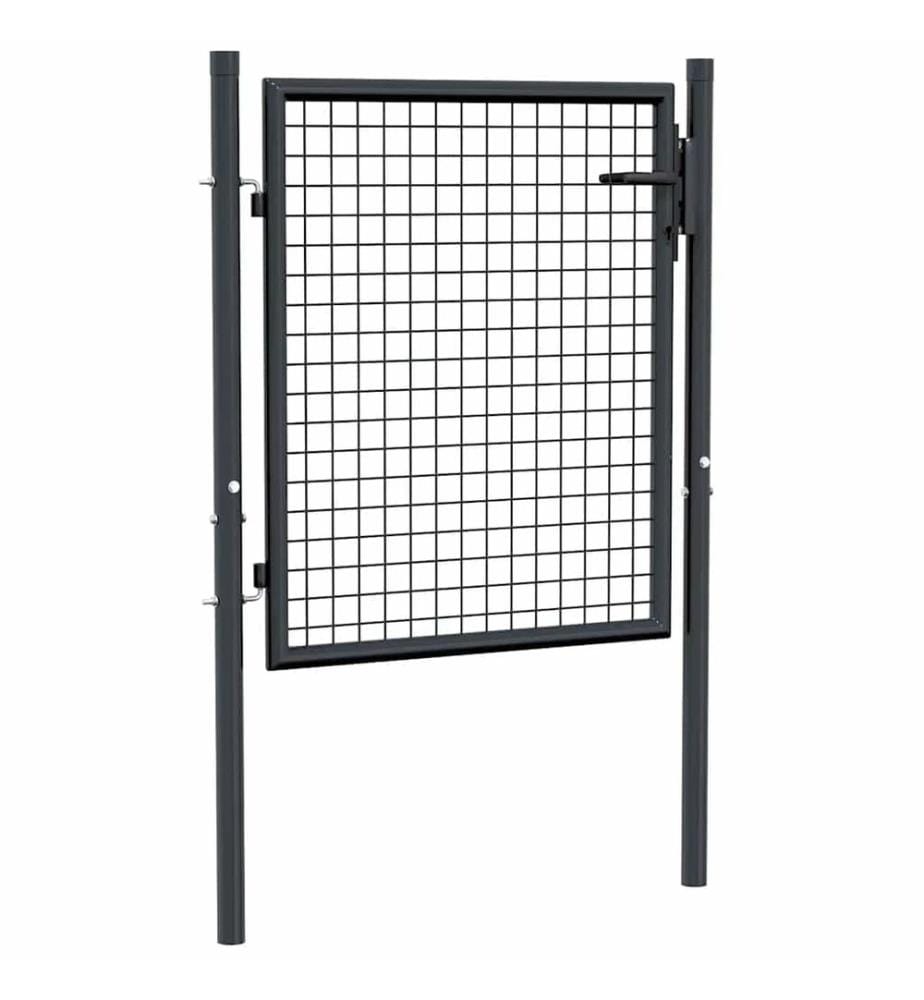 Maschen-Gartentor verzinkter Stahl 100 x 75 cm Grau